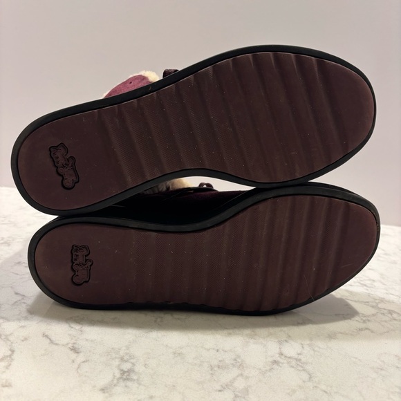 Coach Shearling Urban Hiker Boots Suede Burgundy Women’s size 8.5 - Picture 8 of 9